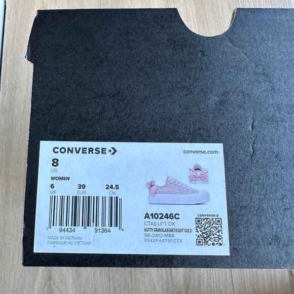 ❤️Converse Chuck Taylor All Star Lift Bow Sz 8 Women's Shoes Embroidered A10246C - Picture 13 of 14